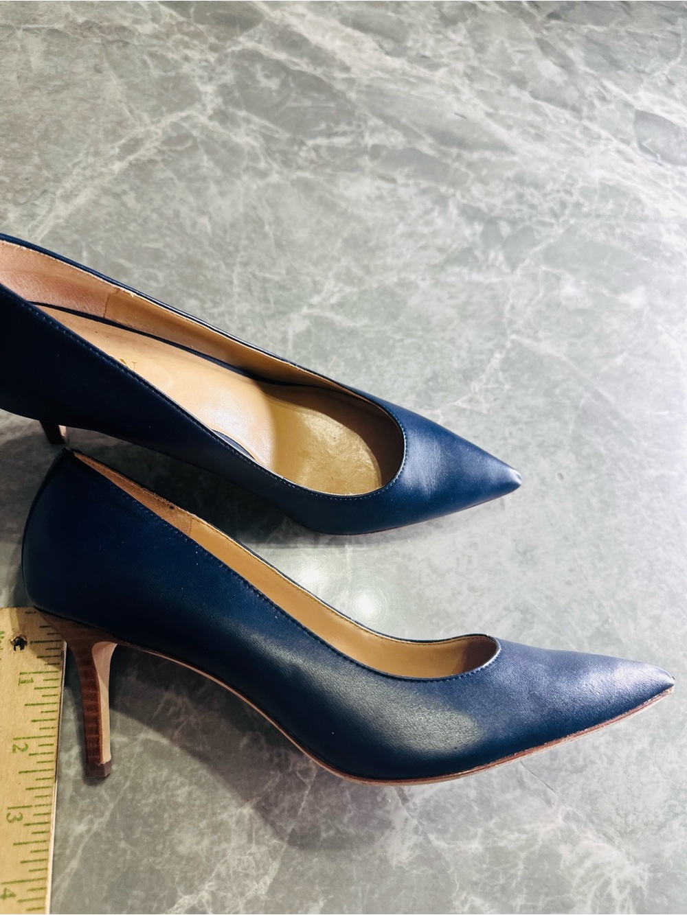 Lauren Ralph Lauren Womens Pumps Size 8B Navy Leather Slip-On Kitten Heel - Picture 8 of 10